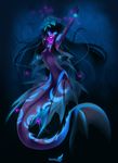 blue_eyes cool_colors dawniie female fin fish glowing glowing_eyes kiresza marine nude solo underwater water water_rose 