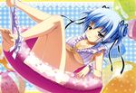  bikini blue_hair dengeki_hime kinomoto_hana panty_pull renai_zero_kilometer swimsuit underboob yuunagi_seshina 