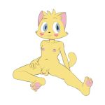  2018 3_toes 4_fingers anthro balls blue_eyes cat crossgender cub dickgirl digital_media_(artwork) feet feline flaccid flat_chested fur humanoid_penis intersex looking_at_viewer mammal nipples nude penis pink_nipples simple_background sitting smile solo star_butterfly star_vs._the_forces_of_evil toes white_background yellow_fur young zambs 