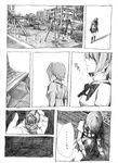  bench city comic graphite_(medium) greyscale mahou_shoujo_madoka_magica miki_sayaka monochrome nobita playground school_uniform soul_gem traditional_media translated 