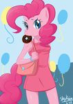 anthrofied balloons doughnut equine female friendship_is_magic fur hasbro horse mammal mouth_hold my_little_pony pink_fur pinkie_pie_(mlp) pony purse skykain solo 