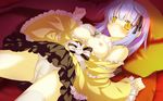  blue_hair bra breasts cameltoe game_cg irotoridori_no_sekai nipples panties shida_kazuhiro shikishima_kyou short_hair thighhighs underwear wet yellow_eyes 