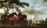  bay brown_fur chestnut cloud clouds equine female foals fur george_stubbs group herd hi_res horse mammal mares mares_and_foals_in_a_landscape pastoral proper_art river stubbs suckling tree white white_fur wood 
