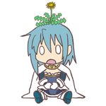  bad_id bad_pixiv_id banned_artist blue_hair cape chibi dandelion flower flower_on_head gonzaburou lowres magical_girl mahou_shoujo_madoka_magica miki_sayaka o_o open_mouth short_hair solo 