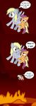  comic cub cutie_mark derpy_hooves_(mlp) dustee400 equine female feral fire flying friendship_is_magic hasbro horse mammal my_little_pony pegasus pony scootaloo_(mlp) warm_colors wings young 