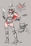  aozane armor black_eyes blush bra breasts cleavage clothed clothing female gauntlets greaves human humanized mammal nintendo open_mouth panties pok&#233;mon pok&eacute;mon ponyail ponytail skarmory solo sword unconvincing_armor unconvincing_armour underwear video_games weapon yellow_sclera 