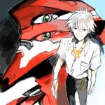  drawr eva_02 male_focus mecha nagisa_kaworu neon_genesis_evangelion red_eyes silver_hair solo 