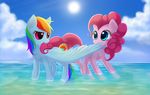  awww cloud equine female friendship_is_magic hasbro horse my_little_pony pegasus pinkie_pie_(mlp) pony rainbow_dash_(mlp) tail_bite wings 
