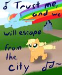  applejack_(mlp) awww cloud cub duo english_text equine female feral friendship_is_magic fruit hasbro hedgehog hip-indeed horse mammal my_little_pony pegasus pony rainbow_dash_(mlp) sega sonic_(series) sonic_the_hedgehog text wings young younger 