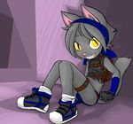  bulge cat cub feline fur girly grey grey_fur looking_at_viewer male mammal midriff paige shoes short smile solo young 