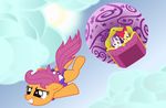  aircraft apple_bloom_(mlp) applebloom_(mlp) blackgryph0n cloud clouds cub cutie_mark_crusaders_(mlp) equine female feral friendship_is_magic group hasbro hi_res horn horse hot_air_balloon mammal my_little_pony parachute pegasus pony scootaloo_(mlp) sky sky_diving skydiving sun sweetie_belle_(mlp) unicorn wings young 