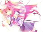  ahoge angel_beats! bad_id bad_pixiv_id blush demon_tail fang hair_ribbon jin_rikuri long_hair open_mouth pink_eyes pink_hair ribbon school_uniform shinda_sekai_sensen_uniform smile solo tail two_side_up wings yui_(angel_beats!) 