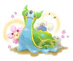  blush cherrim flora_fauna gastrodon jumpluff leech_seed looking_at_viewer nintendo plain_background plant pok&#233;mon pok&eacute;mon ruru73 slug smile substitute video_games white_background 