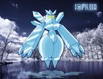  blue blue_body blue_nipples breasts cloud cool_colors female gb_of_bs ice legendary_pok&#233;mon nintendo nipples nude pear_shaped photo_background pok&#233;mon pok&eacute;mon regice sky snow solo thighs tree video_games water wide_hips wood yellow_eyes 