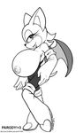  bat big_breasts boots breasts female huge_breasts mammal monochrome nipples plain_background rouge_the_bat sega solo sonic_(series) vkyrie white_background wings 