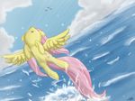  cloud clouds cool_colors cutie_mark equine female feral fluttershy_(mlp) friendship_is_magic hair hasbro horse mammal my_little_pony ocean pegasus pink_hair pony sea sky solo speccysy splash water wet wings 