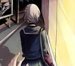  accelerator albino bad_id bad_pixiv_id bag cako_(a_ben) choker flower genderswap genderswap_(mtf) hair_flower hair_ornament hands highres night pov school_uniform serafuku short_hair shoulder_bag skirt solo_focus suzushina_yuriko to_aru_majutsu_no_index white_hair 