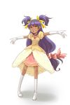  dark_skin dress female gym_leader highres iris_(pokemon) long_hair pokemon purple_hair smile solo 