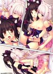  animal_ears ass bad_id bad_pixiv_id biting black_panties blue_eyes blush breast_grab breasts brown_eyes brown_hair cat_ears cat_tail chocola_(sayori) ear_biting finger_in_mouth grabbing hair_ribbon hand_in_panties leg_ribbon licking lingerie multiple_girls negligee nekopara nipples off_shoulder open_mouth panties ribbon sayori side-tie_panties silver_hair sitting small_breasts striped striped_panties tail tail_ribbon tears twintails underwear vanilla_(sayori) wariza yuri 