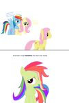  alpha_channel camellia_rainbow crossgender dialogue diegotan dt equine female flutterguy fluttershy_(mlp) friendship_is_magic green_skin hasbro horse my_little_pony oc original_character pink_hair pony rainbow_camellia rainbow_dash_(mlp) rainbow_hair yellow_skin 