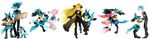  3girls absurdres barefoot black_hair blonde_hair blush gen_(pokemon) gen_4_pokemon glomp gum_(gmng) gym_leader hair_ornament hat highres hikari_(pokemon) hug kicking long_image lucario map multiple_boys multiple_girls pink_hair pokemon pokemon_(anime) pokemon_(creature) pokemon_(game) pokemon_dppt pokemon_rse pose red_eyes riolu shirona_(pokemon) silver_hair simple_background sumomo_(pokemon) training tsuwabuki_daigo wide_image 