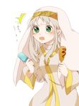  bad_id bad_pixiv_id cape extacchiman food green_eyes habit index long_hair nun open_mouth safety_pin solo tears to_aru_majutsu_no_index white_hair 