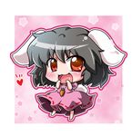  :3 animal_ears bad_id bad_pixiv_id black_hair blush bunny_ears bunny_tail carrot chibi dress heart inaba_tewi jewelry noai_nioshi open_mouth pendant pink_dress red_eyes short_hair smile solo star tail touhou 