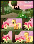  apple_bloom_(mlp) applebloom_(mlp) applejack_(mlp) blonde_hair cloud clouds colored_text comic cub cutie_mark cutie_mark_crusaders_(mlp) derp_eyes english_text equine female feral friendship_is_magic fruit green_eyes hair hasbro hat horse mammal my_little_pony oh_that_andy ohthatandy orange_body pony red_eyes red_hair sibling siblings sisters sky sweet_apple_acres text tree wood yellow_body young 