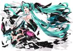  aqua_eyes aqua_hair broken censored convenient_censoring detached_sleeves hatsune_miku hatsune_miku_(append) headphones long_hair mille_(dieci) necktie no_panties open_mouth solo thighhighs twintails very_long_hair vocaloid vocaloid_append 