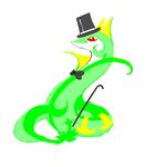  cane gentleman gentlman green green_body hat humor humour koosh-ball nintendo pok&#233;mon pok&eacute;mon red_eyes safe serperior solo steggy top_hat video_games 