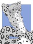  deeso eyewear feline glasses leopard looking_at_viewer mammal mitsene nude snow_leopard solo tail 