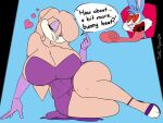 &lt;3 anthro babs_bunny big_breasts biped breasts buster_bunny cleavage clothed clothing dress eyelashes female hi_res huge_breasts lagomorph leporid looney_tunes male mammal panties pervynamek02 rabbit seductive thick_thighs tiny_toon_adventures tongue tongue_out underwear warner_brothers xaveknyne