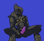 alien anthro anus arbiter arbiter_(halo) armor clothed clothing genitals halo_(series) headgear helmet male microsoft penis presenting presenting_penis purple_penis sangheili simple_background sitting solo thel_&#039;vadam topwear unknown_artist xbox_game_studios