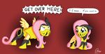  armor arthropod blue_eyes comic crossover english_text equine female feral fluttershy_(mlp) friendship_is_magic hair hasbro long_hair mammal mortal_combat mortal_kombat my_little_pony ninja omny87 pegasus pink_hair scorpion solo text video_games wings yellow_body 