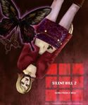  asia_airport blonde_hair butterfly choker eyes_closed female maria_(silent_hill) midriff miniskirt pantyhose short_hair silent_hill silent_hill_2 skirt solo tattoo 