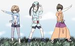  3girls crossover hanasaku hanasaku_iroha iroha kamen kamen_rider matsumae_ohana multiple_girls oshimizu_nako parody rider tsurugi_minko 