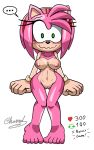 accessory amy_rose anthro blush bracelet breasts butt_from_the_front charredarousal eulipotyphlan feet female fur genitals green_eyes hair_accessory hairband hedgehog hi_res jewelry knock-kneed mammal navel nervous_smile nude_female pink_body pink_fur pussy sega solo sonic_the_hedgehog_(series) wide_hips