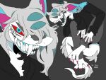 2023 87sukiyaki anthro black_background character_name colored_nails dated hi_res monster multi_mouth nails pink_nails sharp_teeth simple_background tail teeth