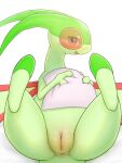 3:4 anthro anus biped blush female flygon generation_3_pokemon genitals green_body hi_res k-dra61 legs_up looking_at_viewer nintendo open_mouth pokemon pokemon_(species) pussy red_body smile solo