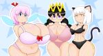 animal_humanoid big_breasts breasts cat_humanoid chubby_female clothed clothing curvy_figure fairy felid felid_humanoid feline feline_humanoid female freckles freckles_on_breasts group hi_res hourglass_figure huge_breasts humanoid hyper hyper_breasts keke_(kirby) kirby_(series) mammal mammal_humanoid nintendo queen_ripple ribbon_(character) slightly_chubby touhoufan trio underwear underwear_only wide_hips