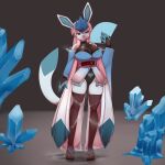 2023 absurd_res alternate_species anthro big_breasts black_clothing black_leotard blue_eyes blue_hair breasts clothing digital_drawing_(artwork) digital_media_(artwork) eeveelution elemental_manipulation female generation_4_pokemon glaceon hair heart_necklace hi_res high_cut_kimono ice_manipulation legwear leotard long_hair long_socks mia_shirahime_(character) miashirahime nintendo pink_hair pokemon pokemon_(species) pupils solo stockings unusual_pupils womb_tattoo