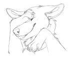 2023 ambiguous_gender black_and_white blep canid canine canis claws collar digital_drawing_(artwork) digital_media_(artwork) domestic_dog ears_down eyes_closed feral fur happy herding_dog maligaytor malinois_dog mammal monochrome pastoral_dog paw_on_face pawpads paws pivoted_ears sheepdog simple_background sketch smile snout solo tongue tongue_out white_background