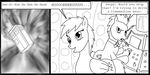  clothing collar comic control_panel cutie_mark derpy_hooves_(mlp) doctor_whooves_(mlp) english_text equine female feral friendship_is_magic greyscale hasbro horse mammal monochrome my_little_pony mylittlebrony pegasus pony sonic_screwdriver tardis text wings 
