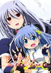  blue_eyes blue_hair hair_ornament lyrical_nanoha magical_girl mahou_shoujo_lyrical_nanoha mahou_shoujo_lyrical_nanoha_a's mahou_shoujo_lyrical_nanoha_strikers mitsuki_(mitsukitei) multiple_girls red_eyes reinforce reinforce_zwei silver_hair single_hair_intake time_paradox x_hair_ornament 