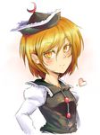  blonde_hair crescent face harusame_(unmei_no_ikasumi) hat heart lunasa_prismriver short_hair sketch smile solo touhou upper_body yellow_eyes 