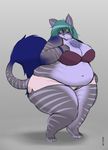  bra breasts cat cool_colors feline female gillpanda mammal obese overweight solo underwear 
