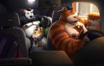 absurd_res anthro bear bodily_fluids car clothed clothed_sex clothing clothing_aside cum cum_drip cum_in_mouth cum_inside detailed_background dripping drive-thru eyes_closed facial_hair fellatio genital_fluids group hi_res inside_car jj_(nastybearz) jockstrap jockstrap_aside lgbt_pride looking_at_viewer male male/male male_penetrated male_penetrating male_penetrating_male mammal moobs nastybearz nipple_piercing nipples oral oral_penetration penetration penile penile_penetration piercing polar_bear pride_colors raised_clothing raised_topwear sex sex_in_car topless topwear towel_(nastybearz) trio underwear underwear_aside ursine vehicle