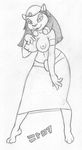  2007 aladdin armlet black_and_white black_hair breasts cat clothed clothing disney feline female hair looking_at_viewer mammal mirage monochrome navel nipples nitro plain_background simple_background sketch skimpy skirt slit_pupils solo standing topless white_background 