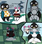 animal_crossing anthro avian bird bodily_fluids bottomless clothed clothing comic cricetid cube_(animal_crossing) cum cum_drip cum_from_nose cum_in_ass cum_in_mouth cum_in_nose cum_inside cum_through dripping duo female flurry_(animal_crossing) genital_fluids genitals hamster hi_res klutzatdusk male male/female mammal nintendo oral penguin penis penis_awe penis_on_face rodent shocked short_stack size_difference slightly_chubby spread_legs spreading surprised_expression tight_clothing
