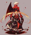  1girl back-to-back blazblue blonde_hair blue_eyes bow coat couple cross darkness dress from_behind gothic_lolita hetero lolita_fashion long_hair rachel_alucard ragna_the_bloodedge red_bow ribbon single_wing sk_(ryolove) twintails white_hair wings 